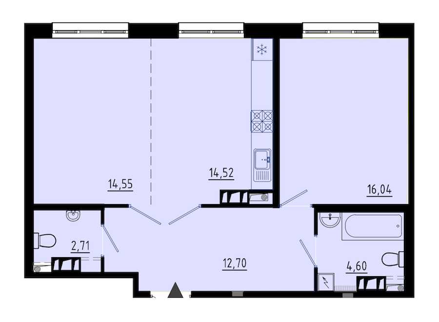 Двухкомнатная квартира в : площадь 65.12 м2 , этаж: 3 – купить в Санкт-Петербурге